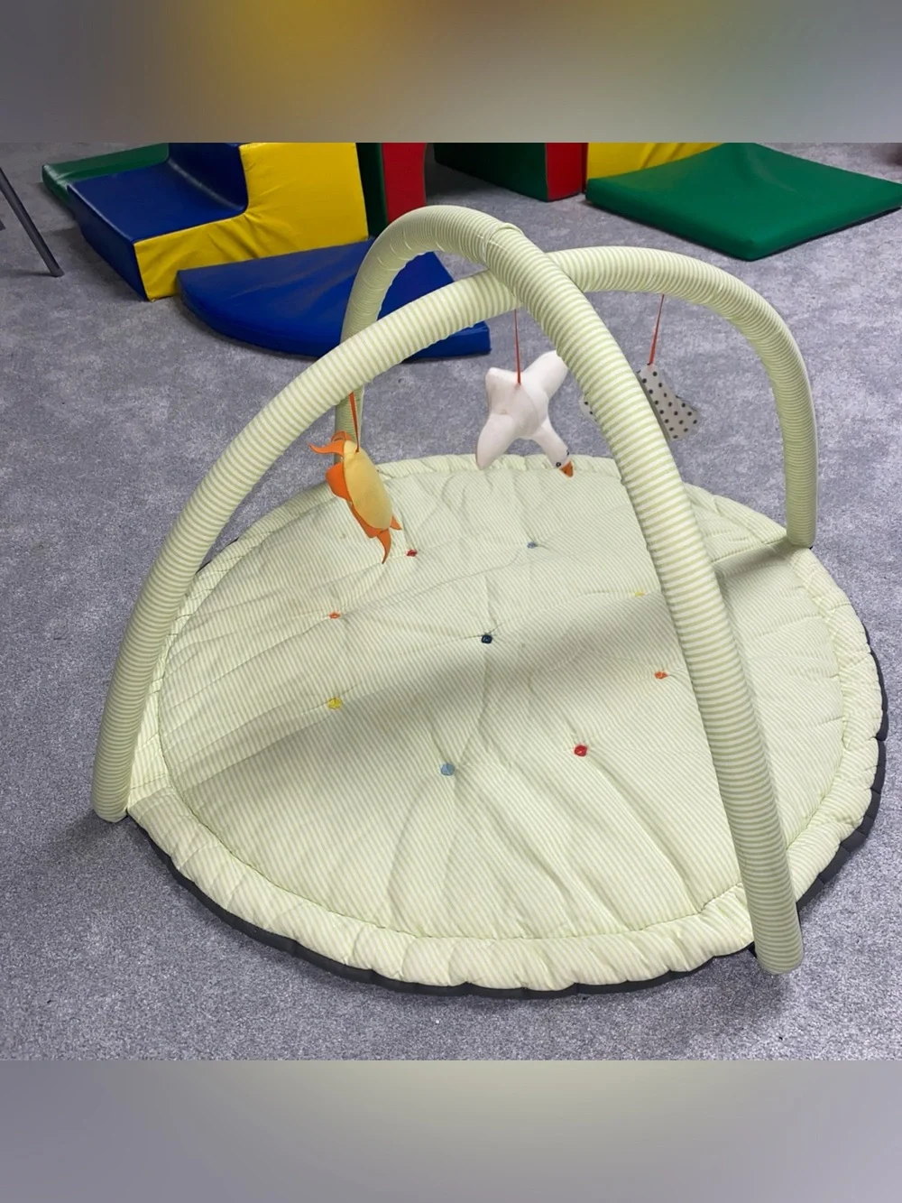 Soft Green Baby Play Gym with Hanging Toys